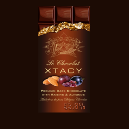 Le Chocolat XTACY Premium Dark Chocolate Bar Almonds & Raisins